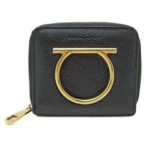 Salvatore Ferragamo Gancini Black Compact Coin Wallet